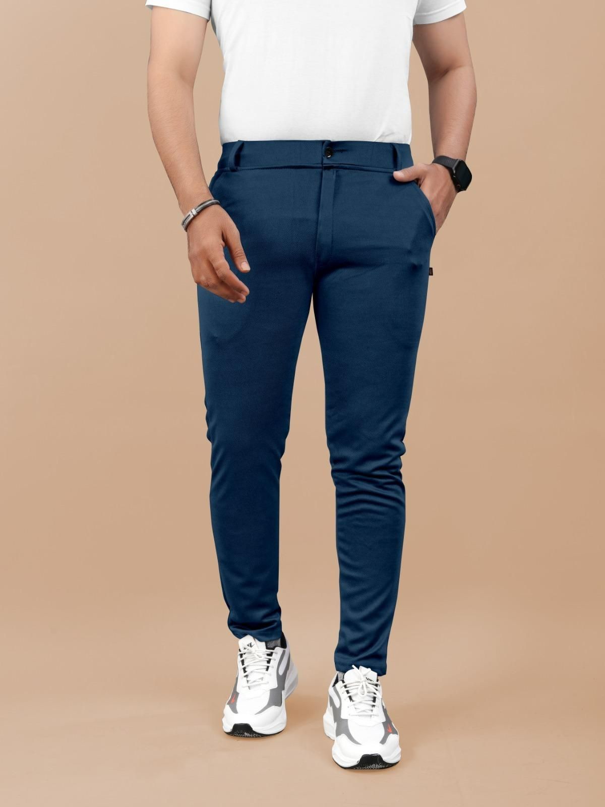 High Elasticity Men's Cotton Pants – Pack of 3 | Solid Color | Regular Fit Casual Bottoms
