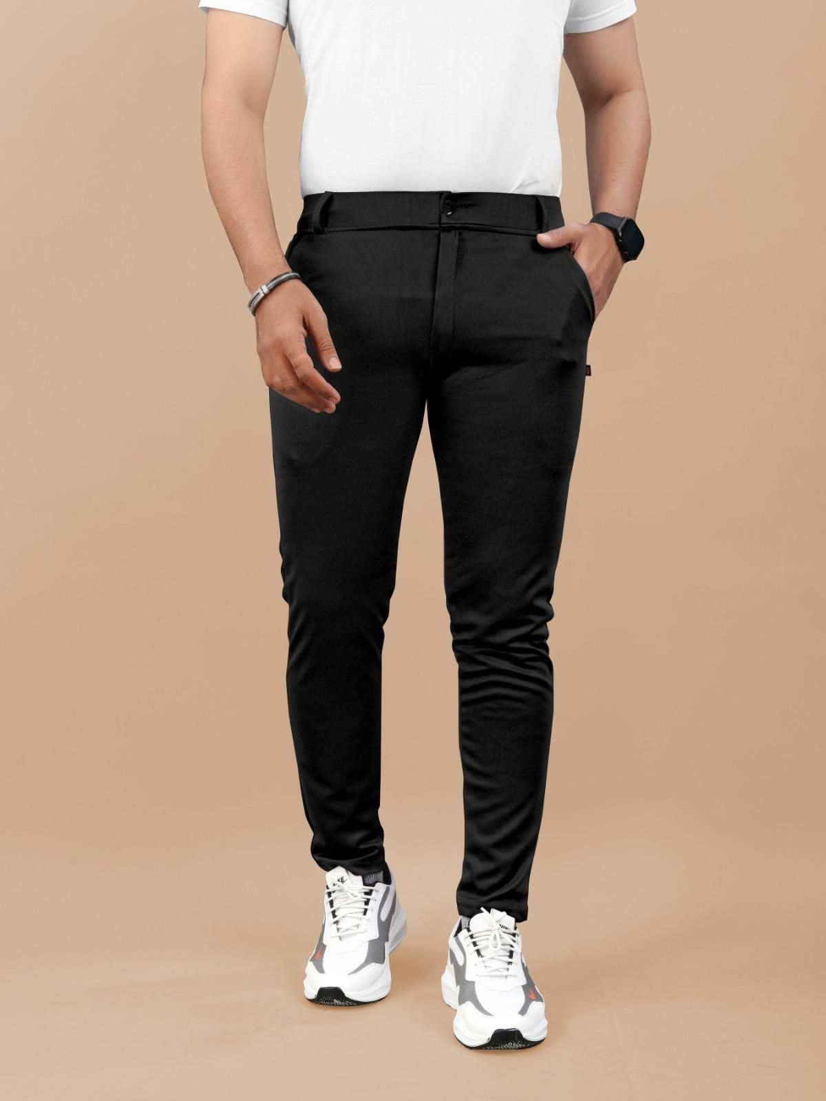 High Elasticity Men's Cotton Pants – Pack of 3 | Solid Color | Regular Fit Casual Bottoms