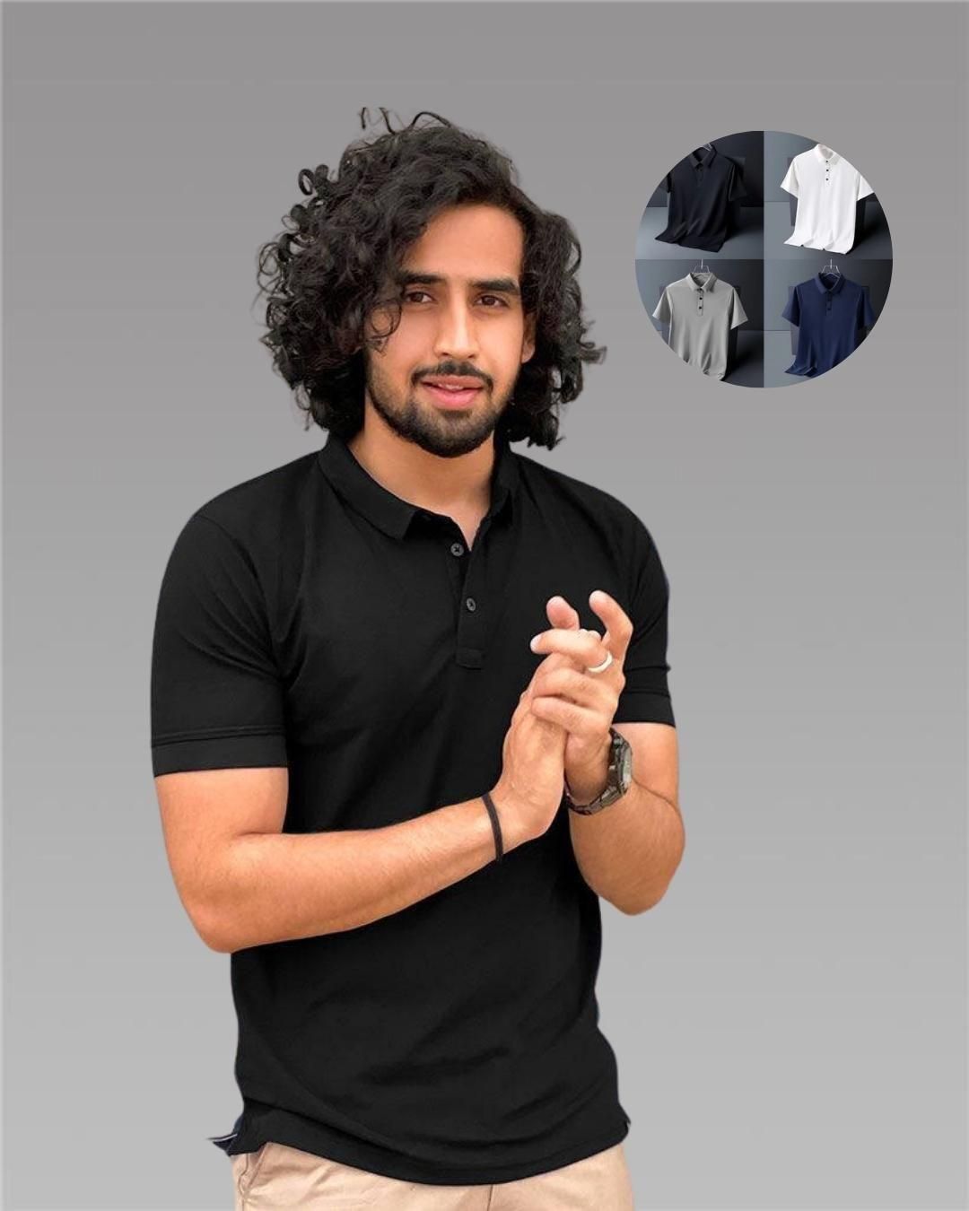 Men's Polo T-Shirts – Pack of 4 | Poly Matte Fabric | Solid Colors | Half Sleeves Casual Wear