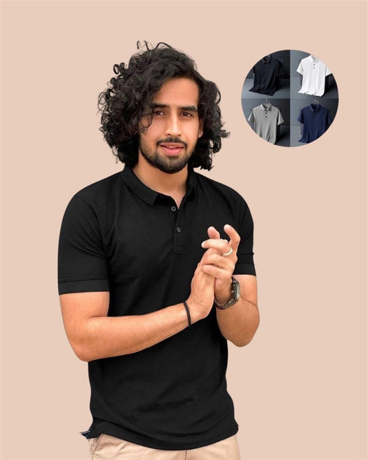 Men's Polo T-Shirts – Pack of 4 | Poly Matte Fabric | Solid Colors | Half Sleeves Casual Wear