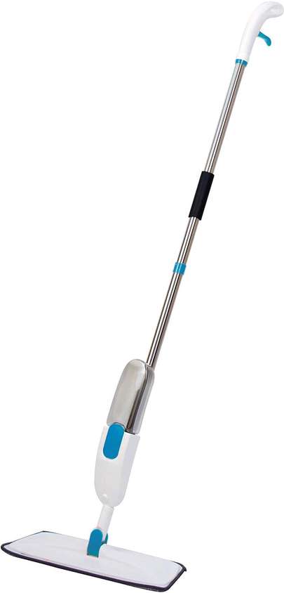 360° Steel Microfiber Floor Cleaning Spray Mop – With Reusable Pad & Integrated Water Spray